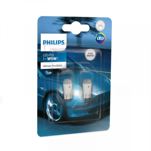 Автолампа светодиодная Philips W5W 12V W2,1x9,5d 6000K 11961ULWX2 Ultinon Pro3000 White компл 2шт 