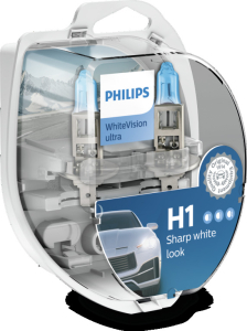 Автолампа галогеновая Philips H1 12V55W P14.5s 4200K 12258WVUSM WhiteVision ultra компл 2шт
