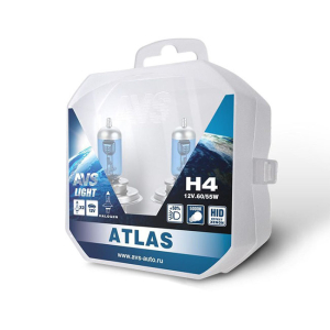 Автолампа галогеновая AVS ATLAS PB H4 12V60/55W P43t-38 5000K A78908S компл 2шт